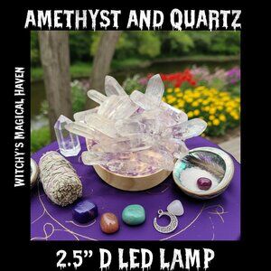 Amethyst and Quartz Crystal LED Lamp